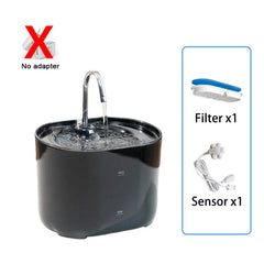 Stainless steel automatic pet water fountain with cycle filters and ultra-silent pump, designed for cats and dogs to ensure fresh drinking water.