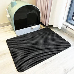 "Waterproof double layer cat litter mat with non-slip and easy-to-clean design"