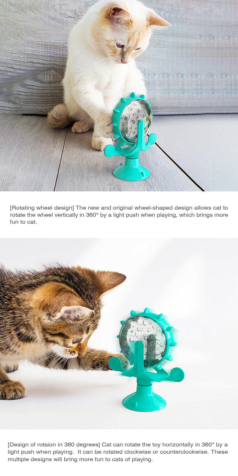 "Interactive treat leaking toy for cats and small dogs, rotatable wheel dispenser"