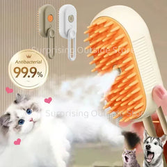 -1 pet spray massage brush "3-in-1 pet spray massage brush for grooming cats and dogs with steam spray"