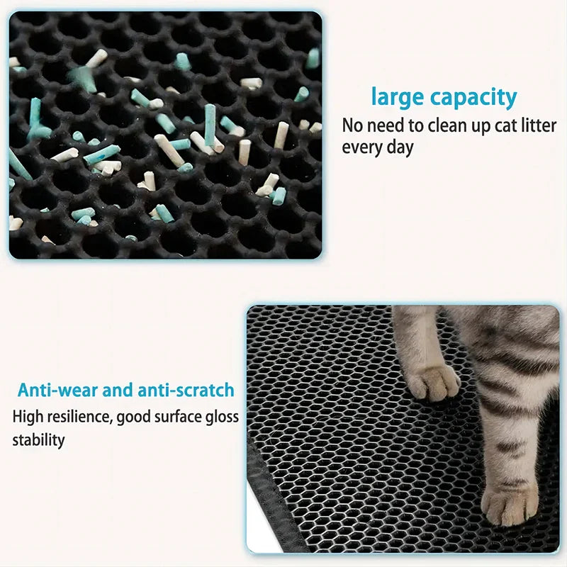 EVA double-layer cat litter pad with non-slip waterproof base, pet-friendly design.