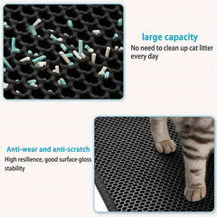 EVA double-layer cat litter pad with non-slip waterproof base, pet-friendly design.