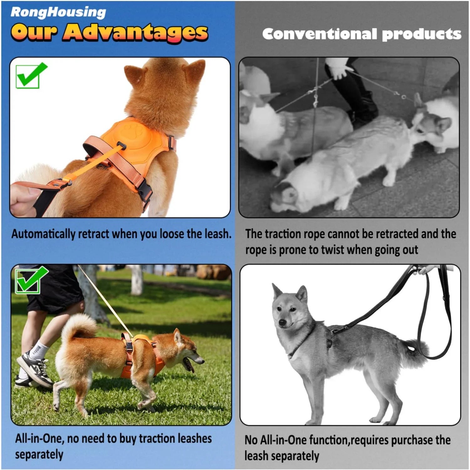 Dog Harness and Retractable Leash Set with adjustable, breathable design and anti-burst safety features.
