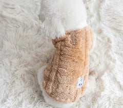 Soft fleece winter warm pullover for small dogs, beige color, solid pattern.