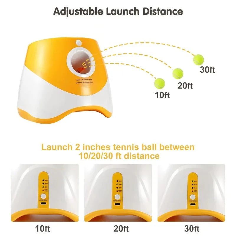 "Automatic dog tennis ball launcher for interactive play"
