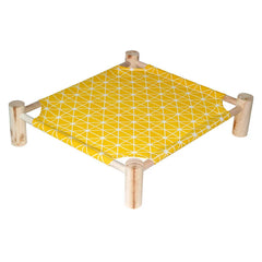 "Detachable raised cat hammock bed with moisture-proof washable mat, ideal for cats and small dogs"

