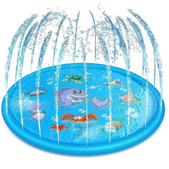 150cm pet play splash mat with water spray, outdoor pool for kids and dogs.