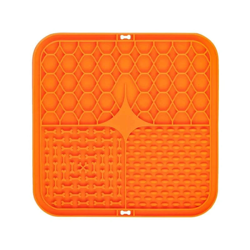 Silicone pet lick mat for dogs, slow feeder and bath distraction tool with strong suction.