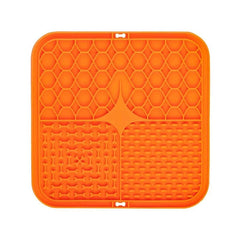 Silicone pet lick mat for dogs, slow feeder and bath distraction tool with strong suction.