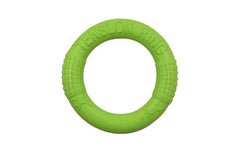 Anti-Bite Pet Flying Disk Training Ring Puller, green interactive dog toy for aggressive chewers.