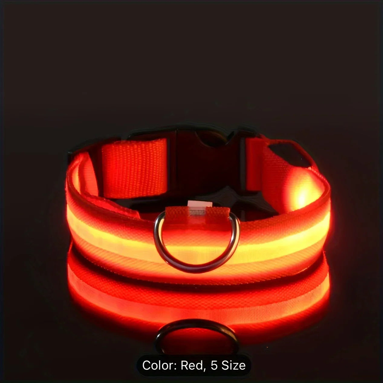 small & medium dogs Reflective LED dog collar with geometric pattern, designed for night safety for small and medium breeds, battery-powered and durable.