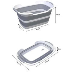 Folding pet bath tub with drainage hole, portable and lightweight for dog grooming.