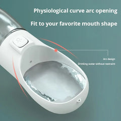 Portable pet travel water bottle with easy-pour, leak-proof design for dogs and cats.