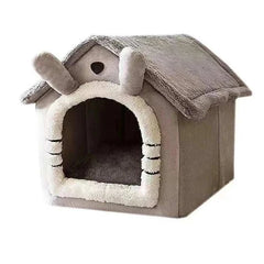 Indoor warm dog house, soft pet bed tent with removable cushion.