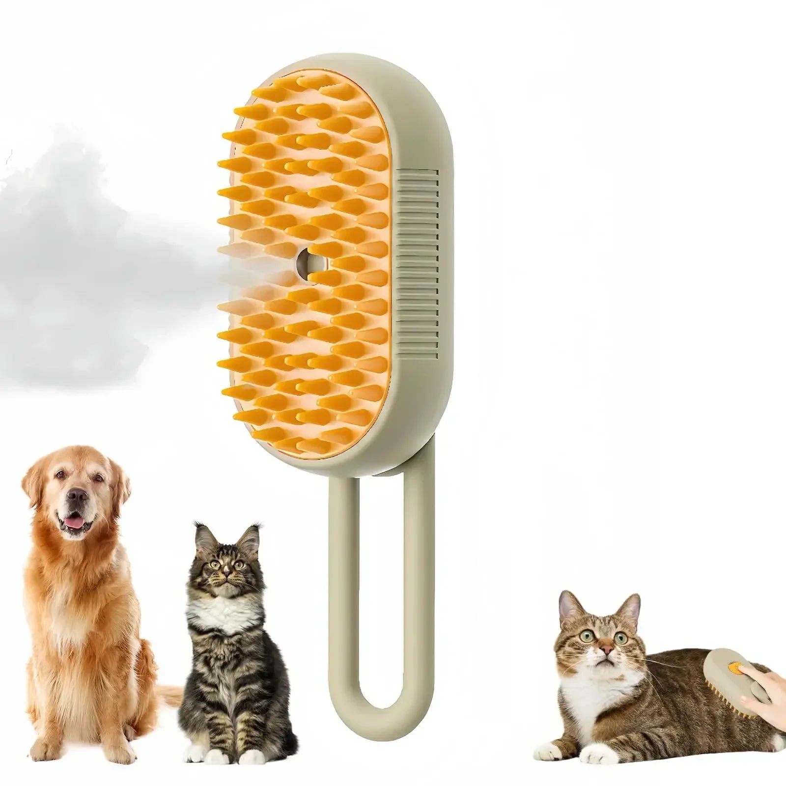 "3-in-1 pet spray massage brush for grooming cats and dogs with steam spray"