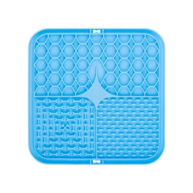 Silicone pet lick mat for dogs, slow feeder and bath distraction tool with strong suction.