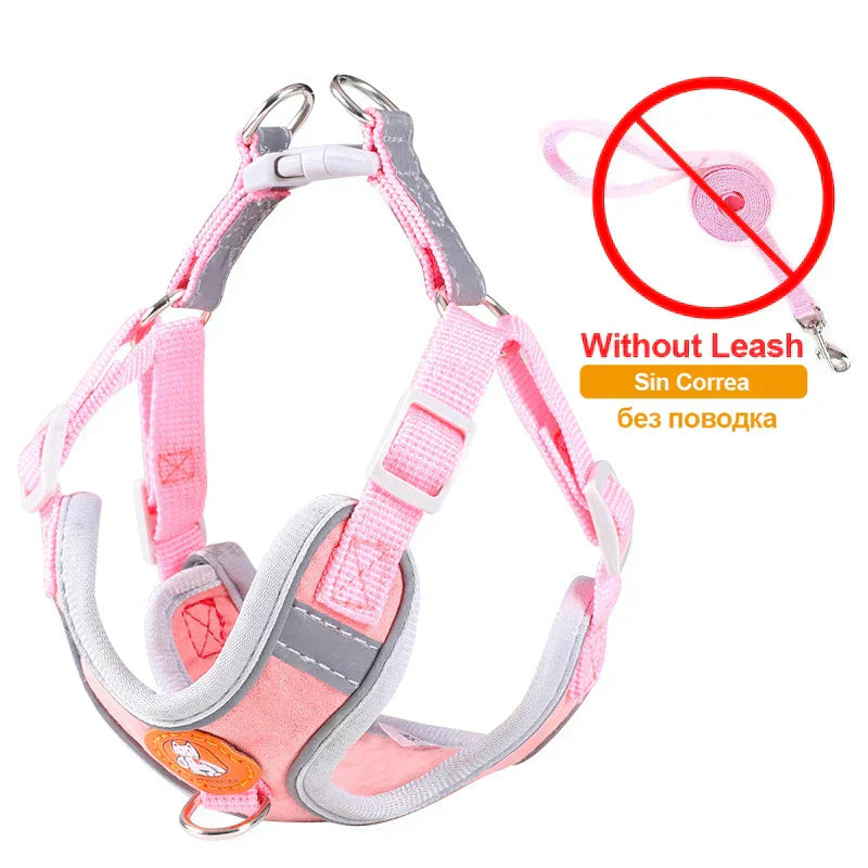 -Pull Reflective Dog Harness & Leash Set - Adjustable & Breathable No-pull reflective dog harness and leash set with adjustable straps and breathable material, ideal for safe, comfortable walks with dogs or cats.