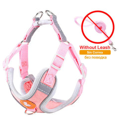 -Pull Reflective Dog Harness & Leash Set - Adjustable & Breathable No-pull reflective dog harness and leash set with adjustable straps and breathable material, ideal for safe, comfortable walks with dogs or cats.