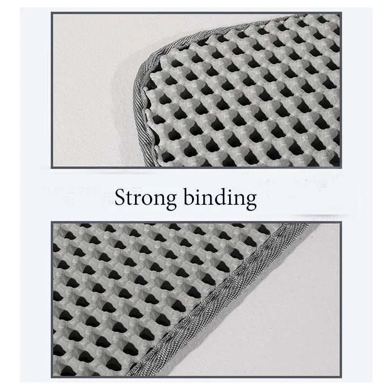 Cat waterproof litter trapping mat with strong binding and double-layer design.