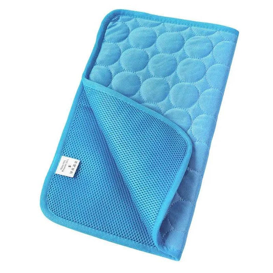 Extra Large Dog Cooling Mat in blue - Durable Pet Cold Bed for summer comfort.