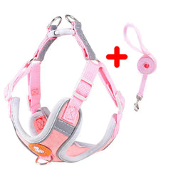 -Pull Reflective Dog Harness & Leash Set - Adjustable & Breathable No-pull reflective dog harness and leash set with adjustable straps and breathable material, ideal for safe, comfortable walks with dogs or cats.