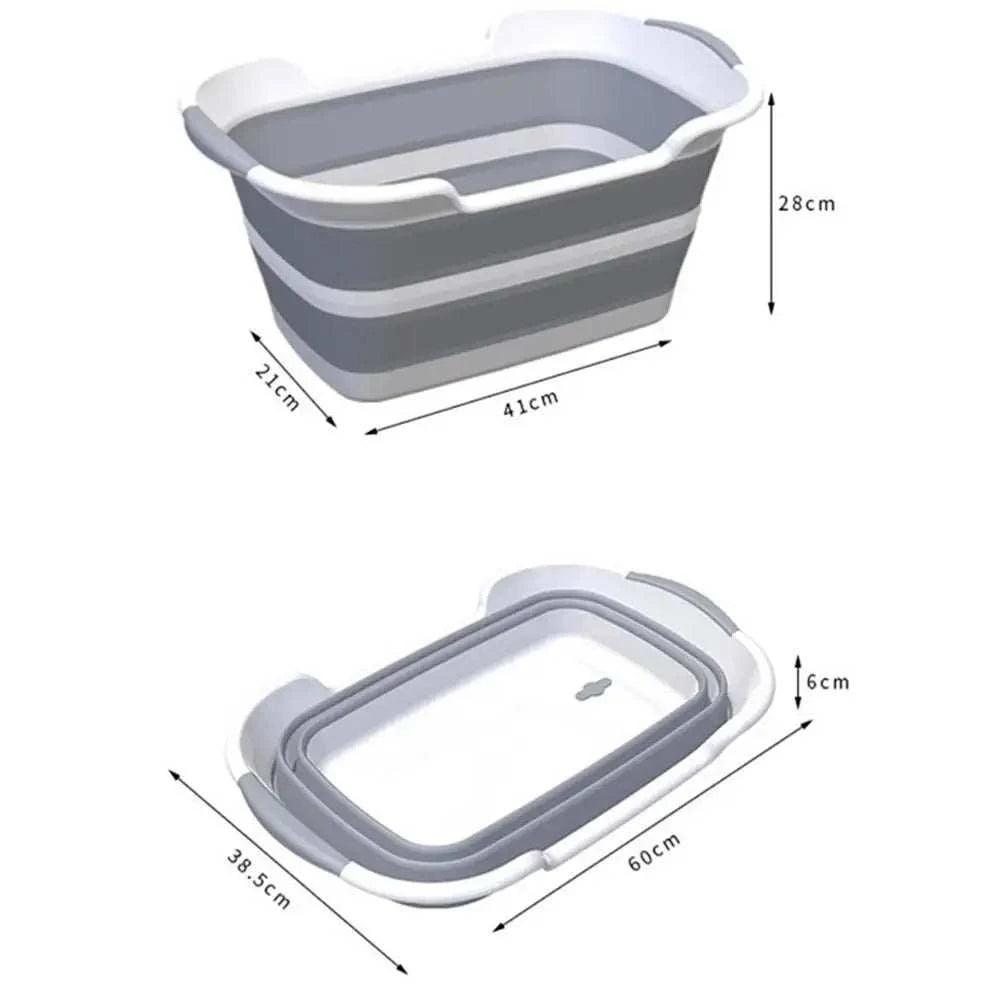Folding Pet Bath Tub with drainage hole for dogs and cats, portable and lightweight.