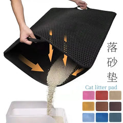 "EVA double layer cat litter mat with honeycomb design for trapping litter"