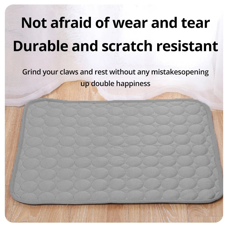 Grey Ice Silk Cooling Pad for Pets | Breathable & Washable Summer Mat - SHAPPYDAY
