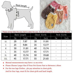 Soft fleece dog clothes winter warm pullover sweater for small dogs and cats with size chart.