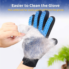 Pet grooming kit with 2-sided brush and bath cleaning glove for dogs, cats, and rabbits, ideal for de-shedding and de-matting.