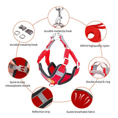 -Pull Reflective Dog Harness & Leash Set - Adjustable & Breathable No-pull reflective dog harness and leash set with adjustable straps and breathable material, ideal for safe, comfortable walks with dogs or cats.