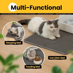 "Waterproof double layer cat litter mat with non-slip and easy-to-clean design"