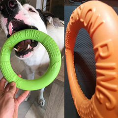 "Interactive dog training ring puller flying disk toy for outdoor play"