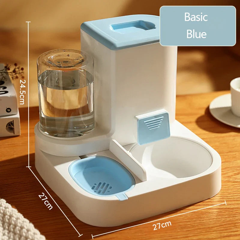 Kimpets automatic pet feeder and water dispenser with large capacity, designed for dry and wet food separation for cats and dogs.