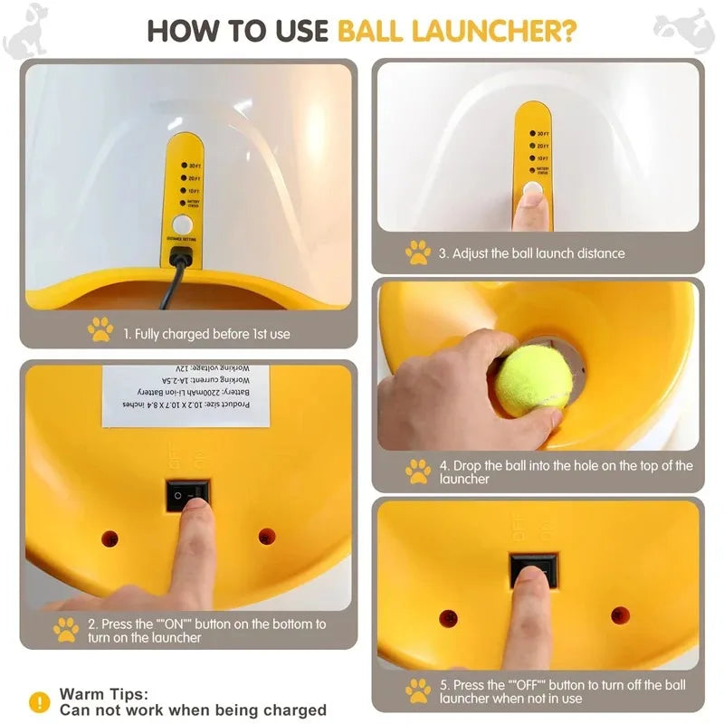 "Automatic dog tennis ball launcher for interactive play"