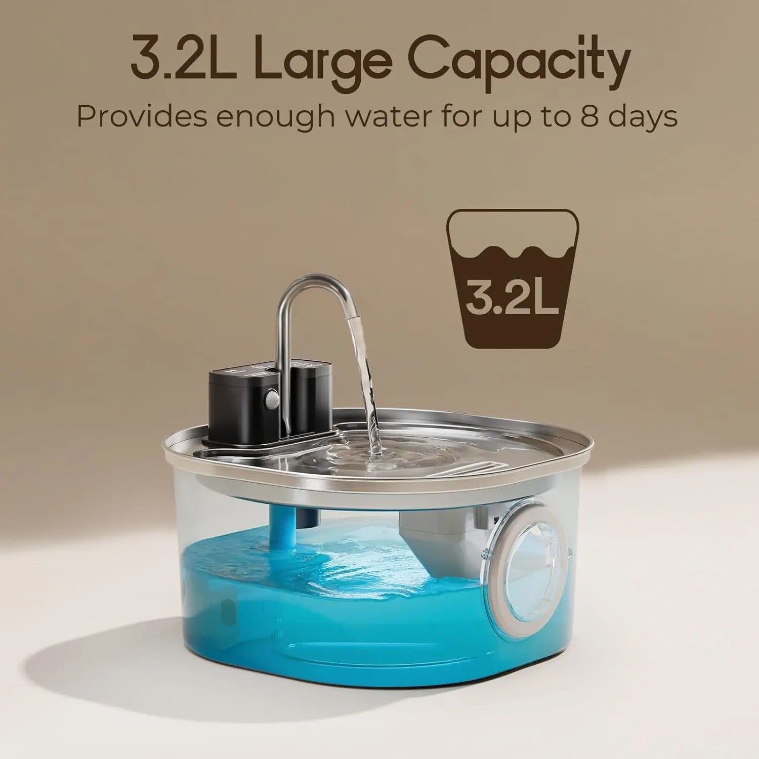 3L Wireless Stainless Steel Cat Water Fountain – Rechargeable & Motion Sensor