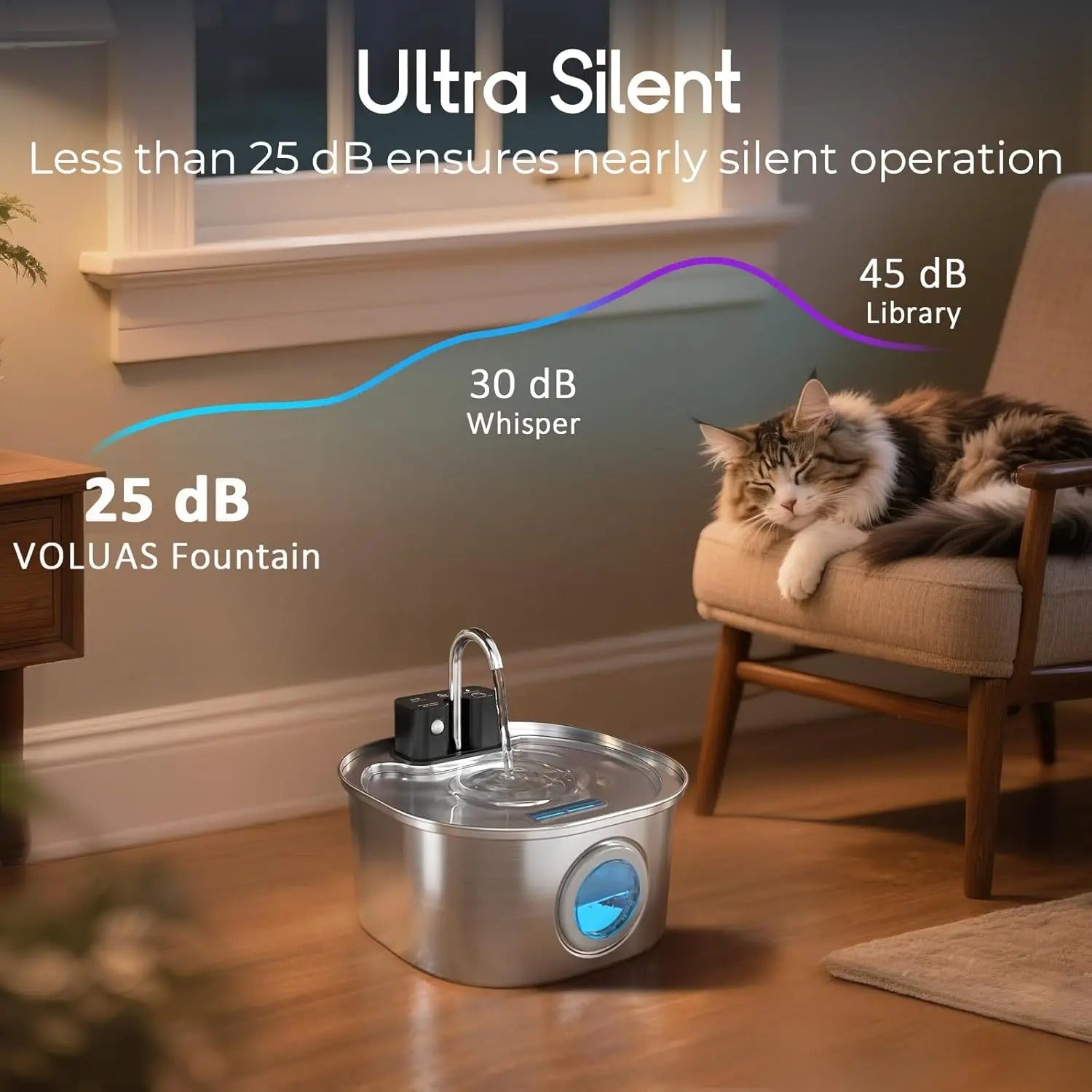 3L Wireless Stainless Steel Cat Water Fountain – Rechargeable & Motion Sensor