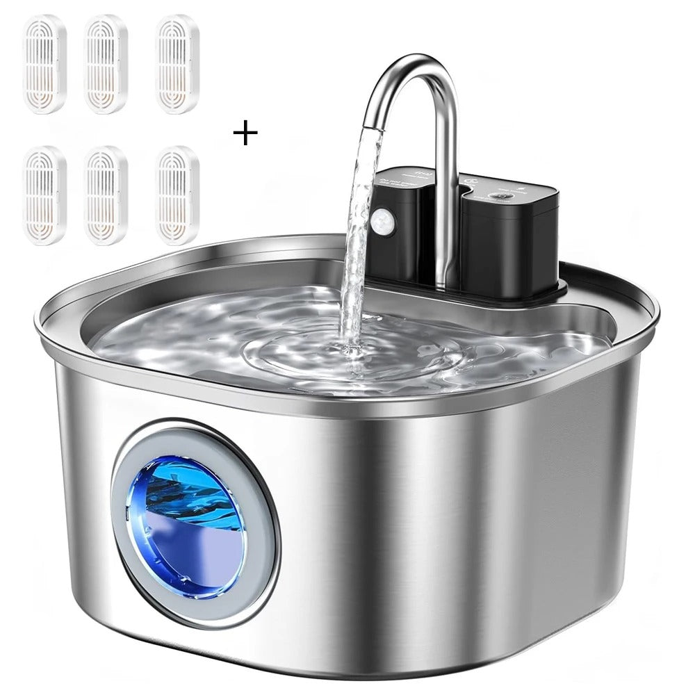 3L Wireless Stainless Steel Cat Water Fountain – Rechargeable & Motion Sensor