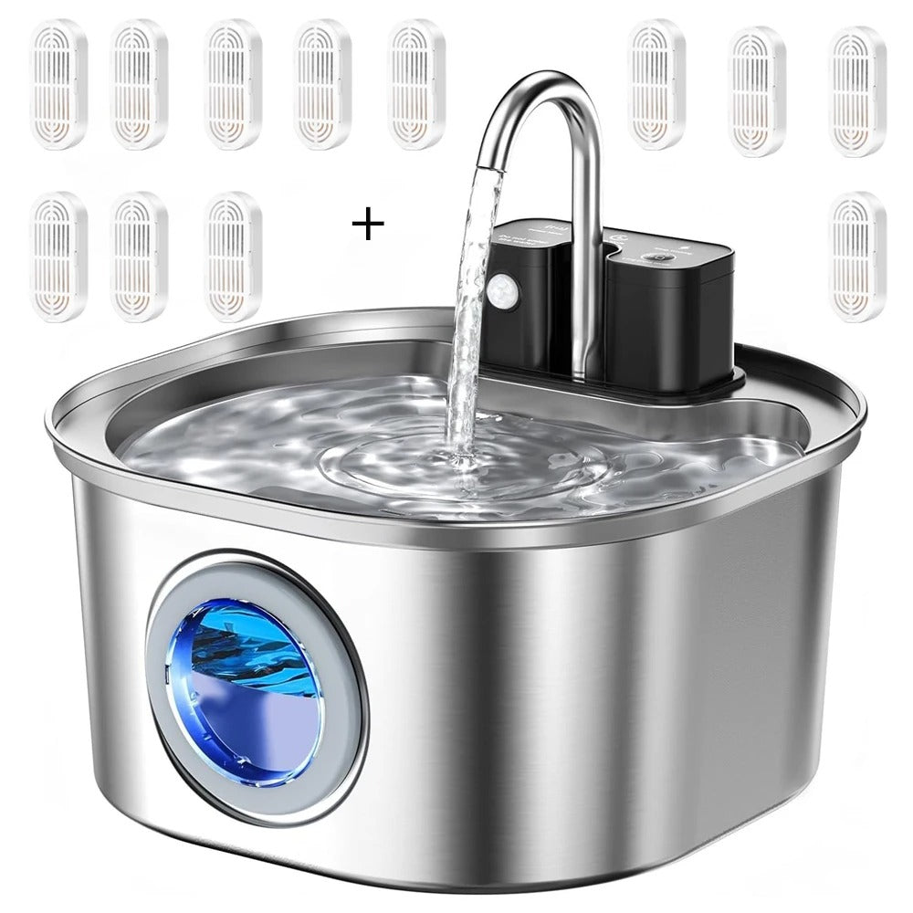 3L Wireless Stainless Steel Cat Water Fountain – Rechargeable & Motion Sensor
